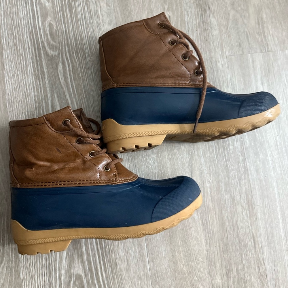 SPERRY Big Kids Duck Boots Brown Blue Size 5 $60 Waterproof Water Resistant - Picture 3 of 7